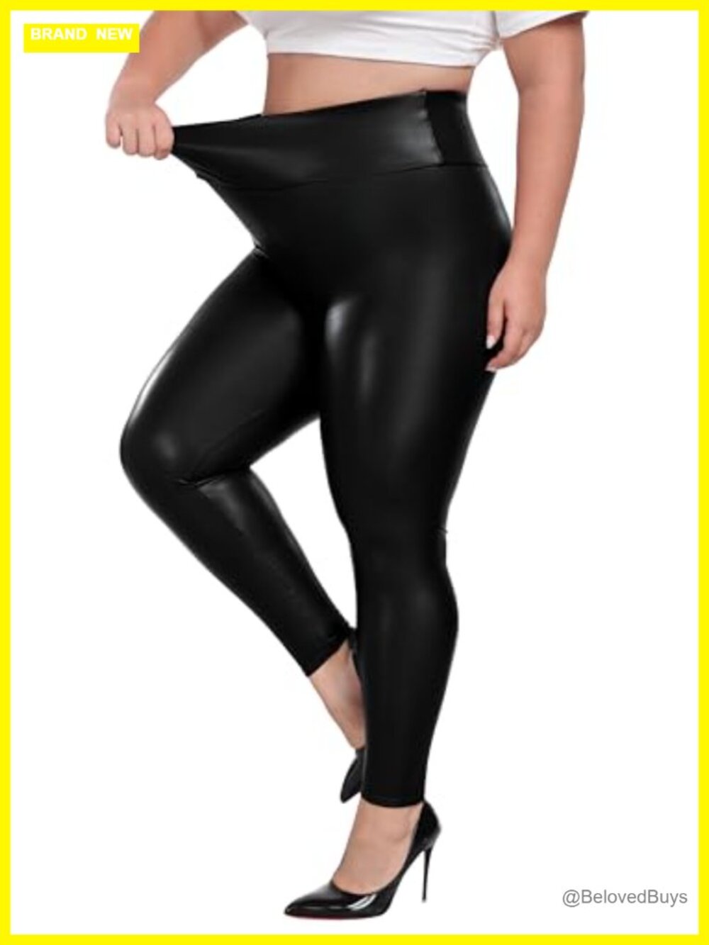 Women's Plus Size Faux Leather Leggings High Waisted PU Butt Lifting Tights